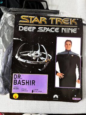 Star Trek Deep Space Nine Dr Bashir Teal Blk Shirt Discontinued Sz XL - NWT NOS